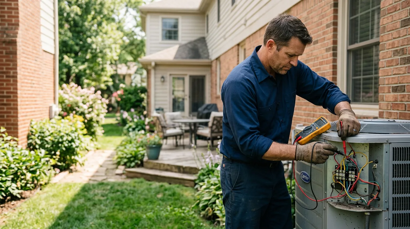 HVAC technician working near Roanoke, IL